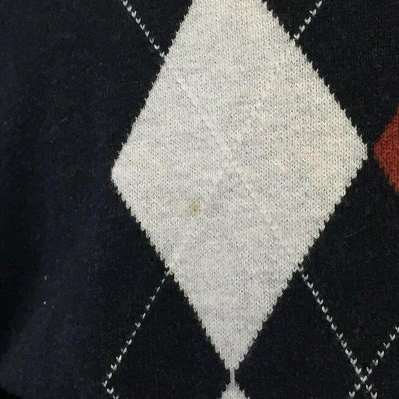 Chatham Road Argyle Sweater Mens L Gray V Neck Cotton Cashmere Blend Modern Fit - Picture 8 of 12